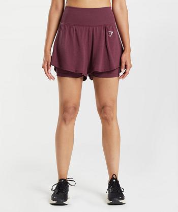Dámské Šortky Gymshark Vital Seamless 2.0 2-in-1 Vínové | CZ 3904KOR